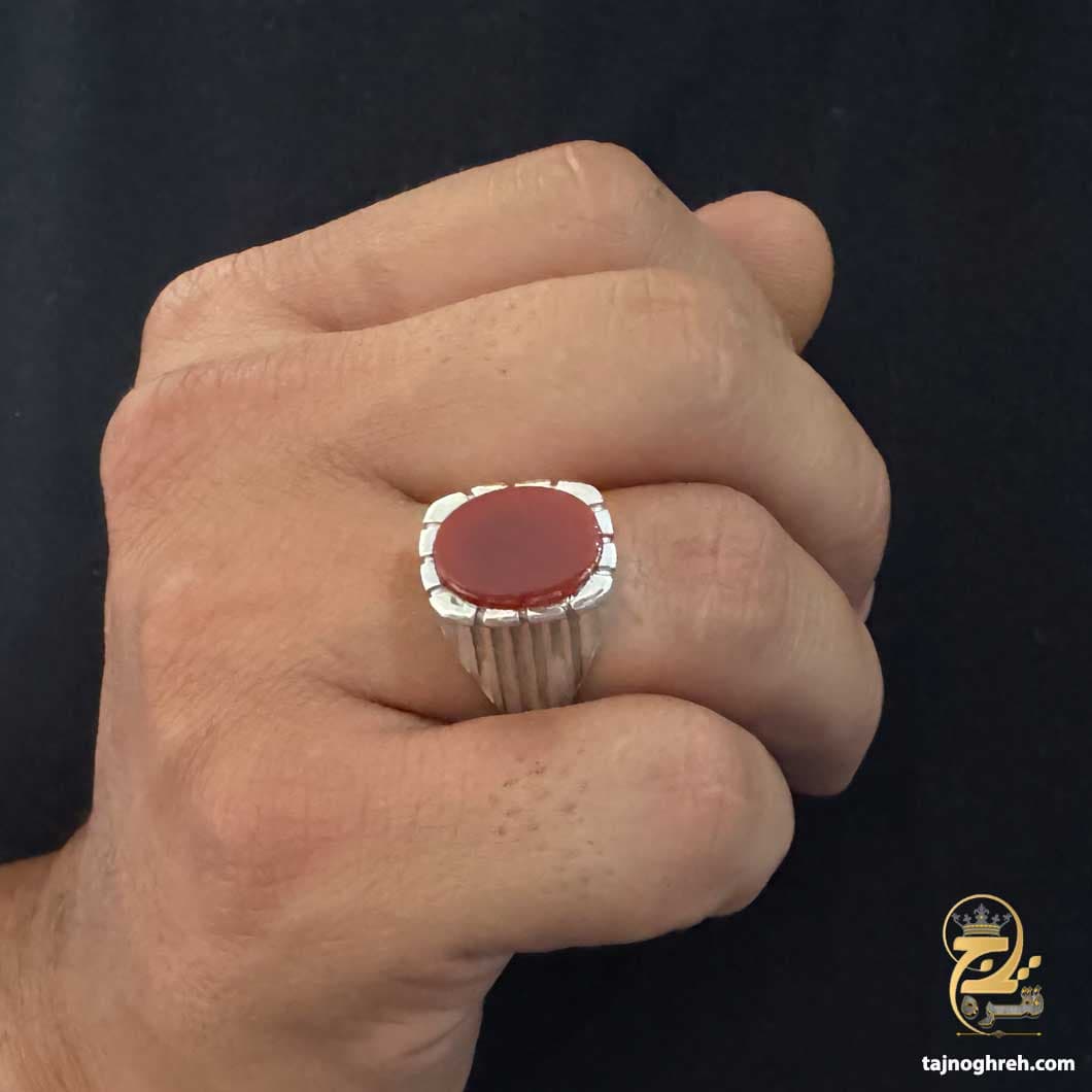انگشتر نقره مردانه عقیق مدل RSM K150 — تصویر ۳