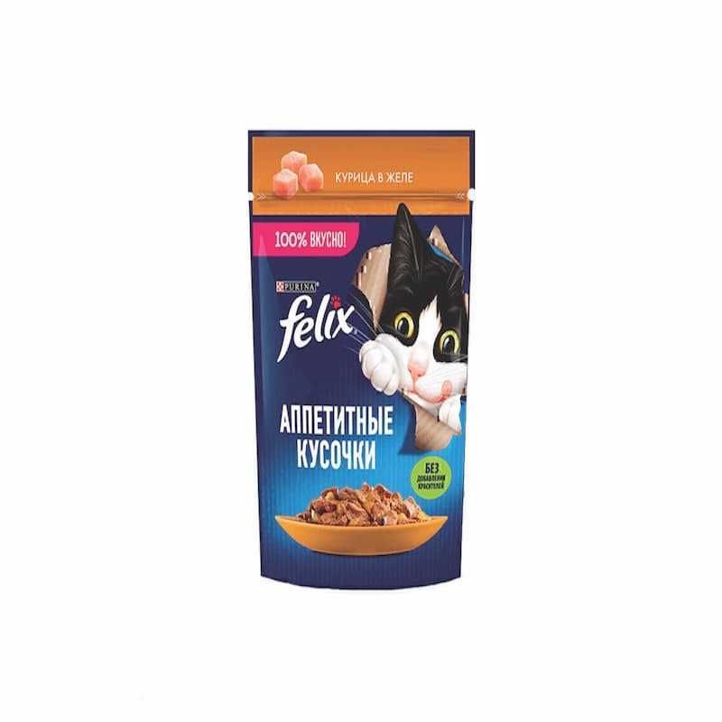 پوچ گربه فلیکس با طعم مرغ Felix Chicken In Jelly وزن 85 گرم