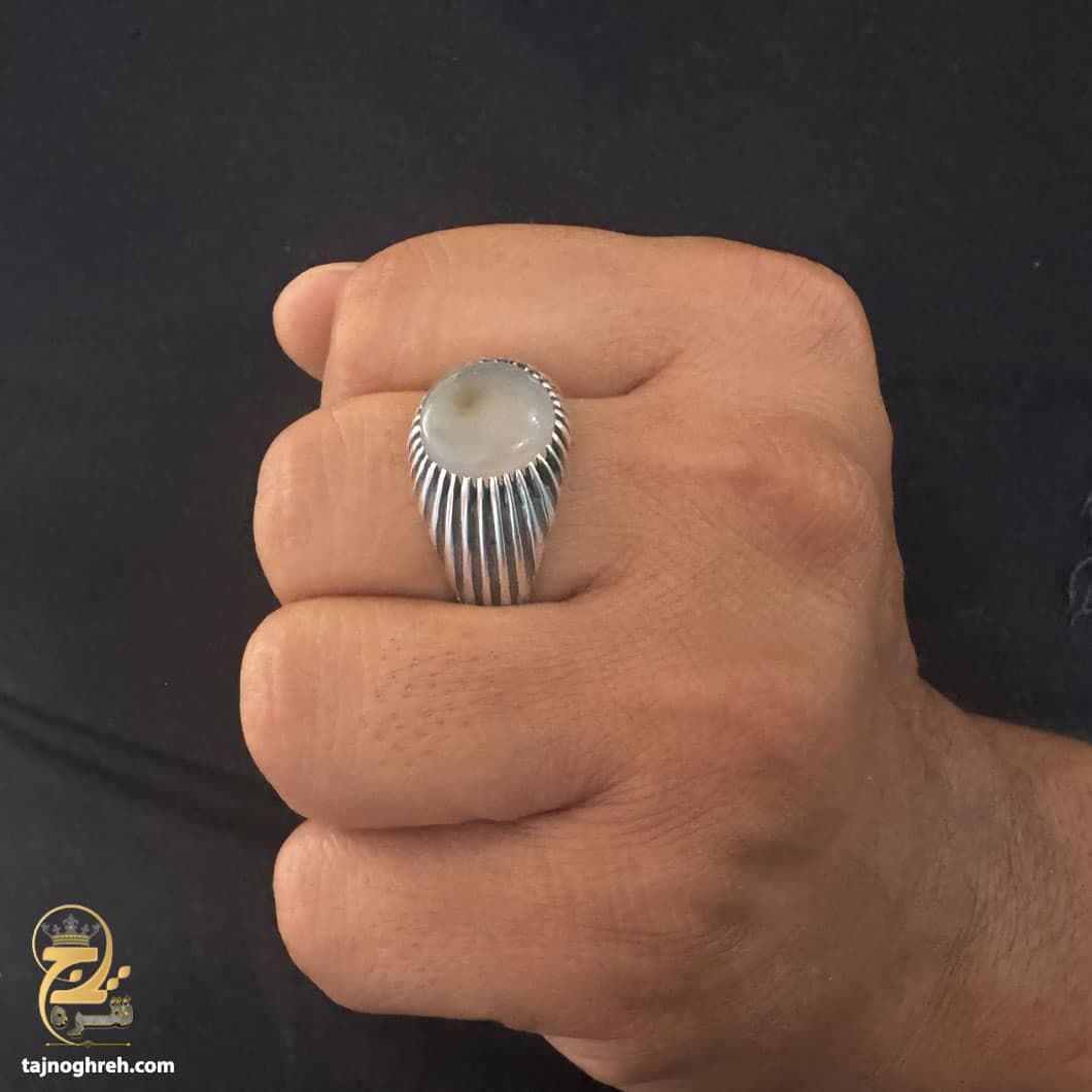 انگشتر نقره مردانه عقیق شجر عروس دریایی مدل RSM K147 — تصویر ۳