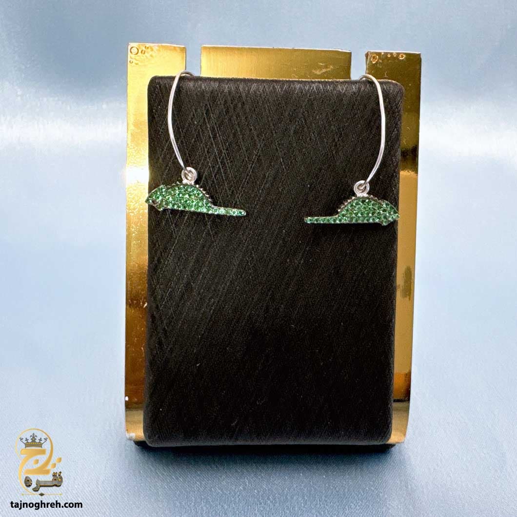 گوشواره نقره زنانه آویز نگین رنگی مدل ESW E124 — تصویر ۴