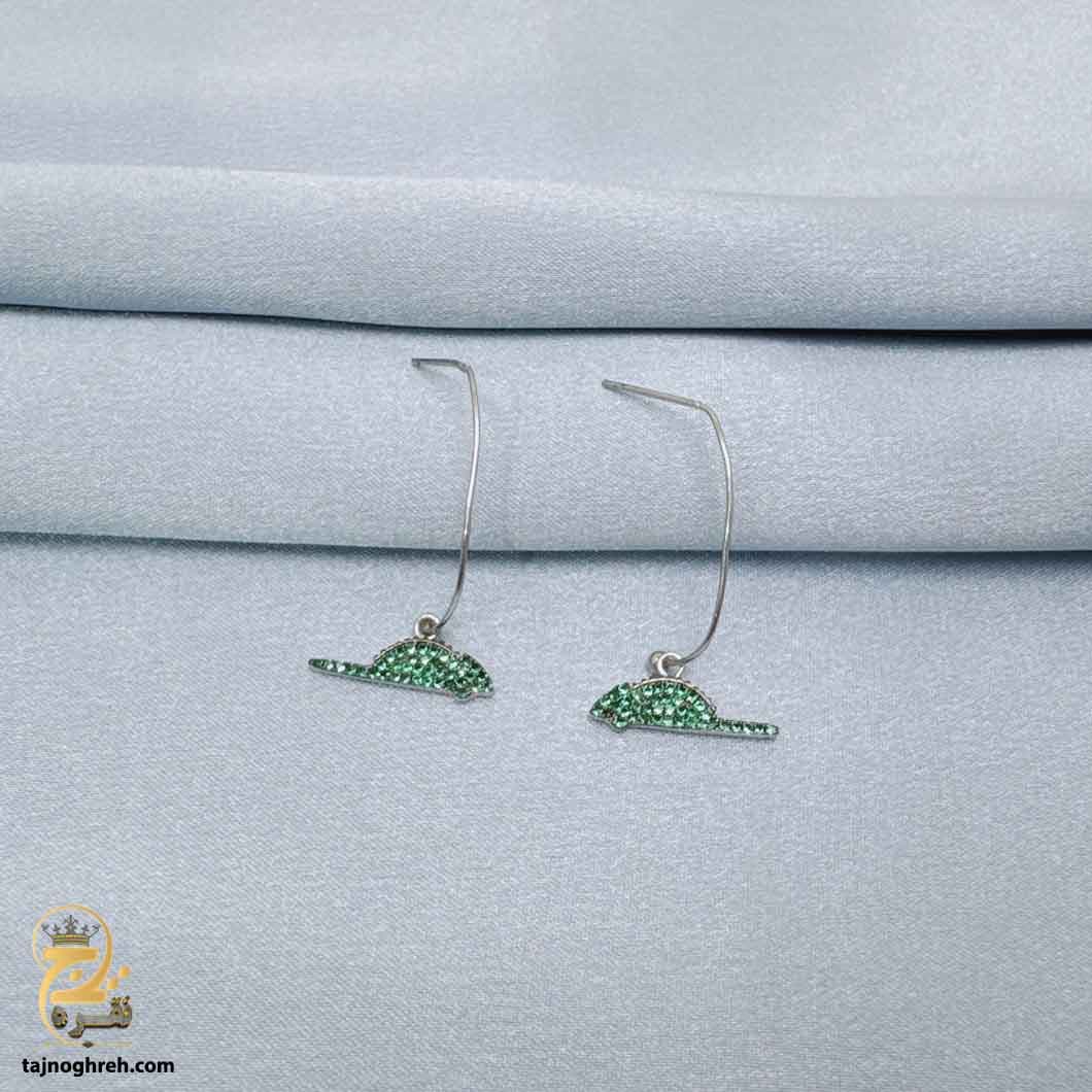 گوشواره نقره زنانه آویز نگین رنگی مدل ESW E124