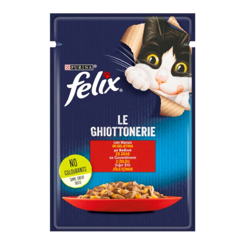پوچ گربه فلیکس با طعم گوشت گاو در ژله Felix Cat Pouch Beef In Jelly وزن 85 گرم