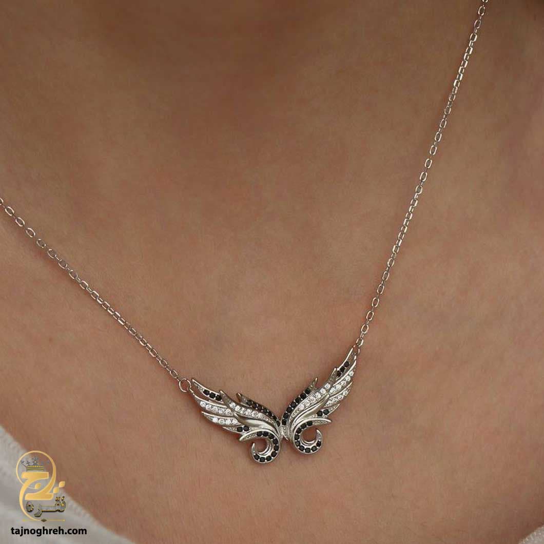 گردنبند نقره زنانه طرح بال مدل ZSW Z106 — تصویر ۵
