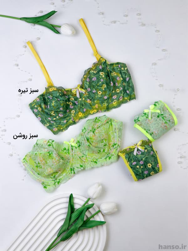 ست شورت و سوتین گیپور فنردار ژوبین کد 2030 — تصویر ۳