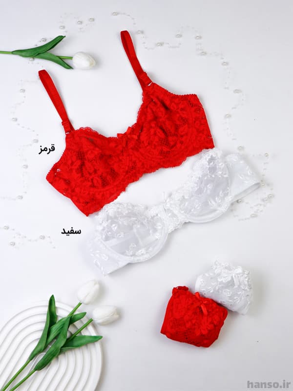 ست شورت و سوتین گیپور فنردار ژوبین کد 2030 — تصویر ۴