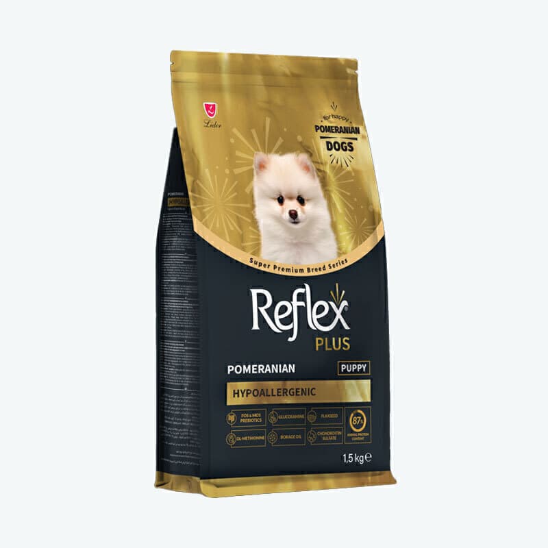 غذای خشک توله سگ نژاد پامرانین رفلکس پلاس Reflex Plus Puppy Pomeranian وزن 1.5 کیلوگرم