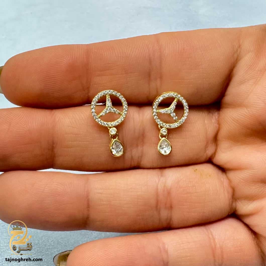 گوشواره نقره دخترانه طرح بنز مدل ESW E116 — تصویر ۴