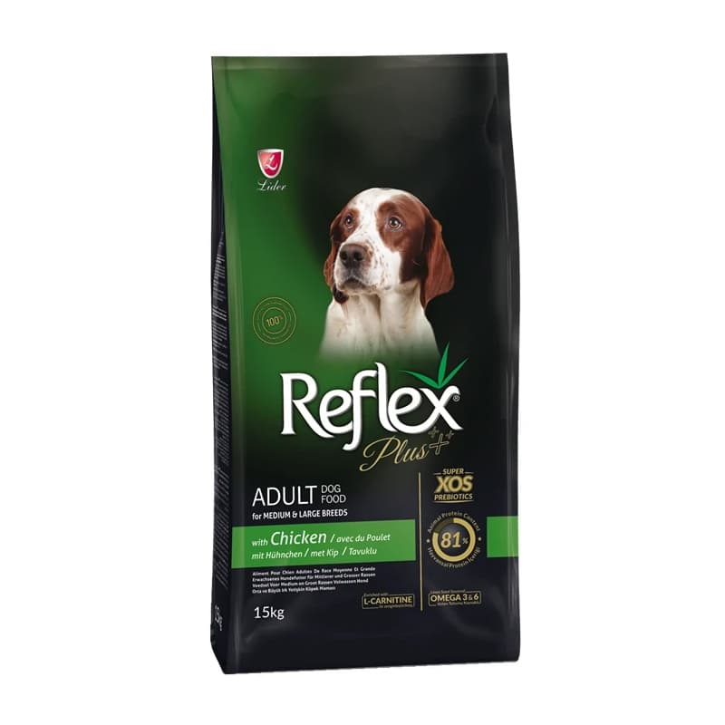 غذای خشک سگ بالغ نژاد متوسط و بزرگ رفلکس پلاس با طعم مرغ Reflex Plus Adult Medium & Large Chicken وزن 15 کیلوگرم