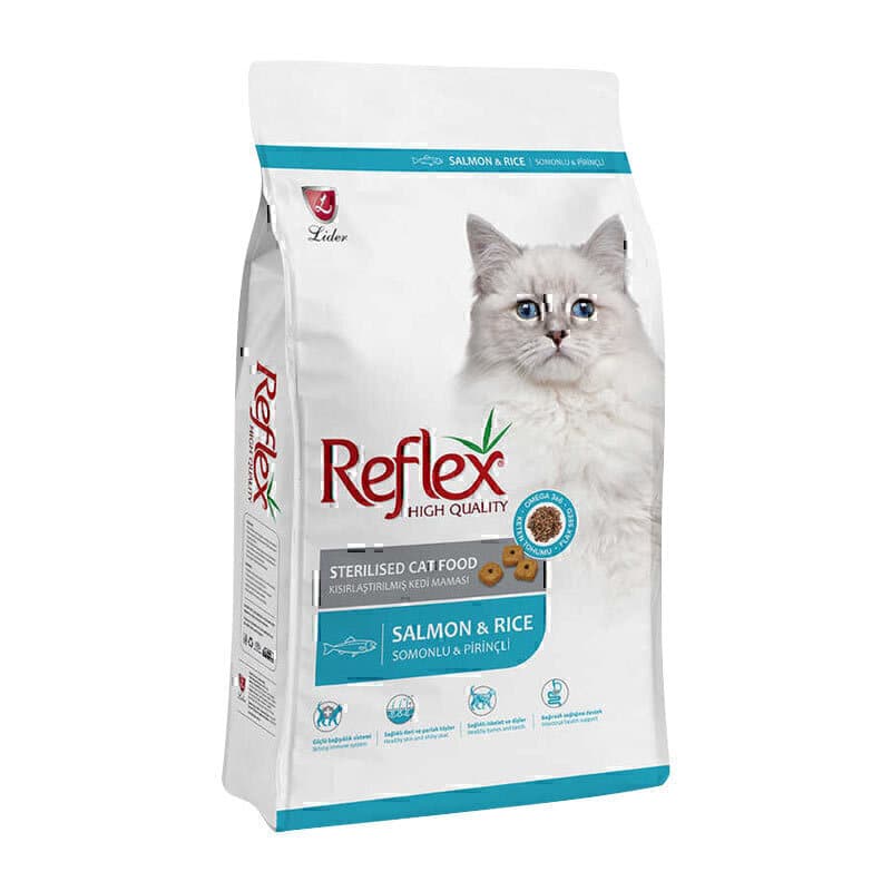 غذای خشک گربه عقیم شده (استرلایزد) با طعم ماهی سالمون و برنج رفلکس Reflex Sterilised Adult with Salmon And Rice وزن 2 کیلوگرم