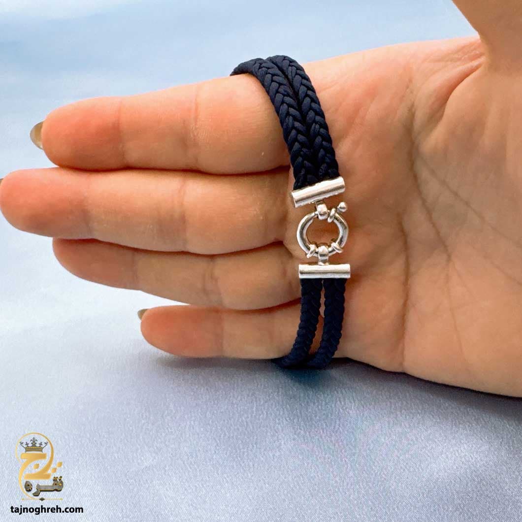 دستبند نقره زنانه پلاک دار چرمی مدل DSW D97 — تصویر ۴