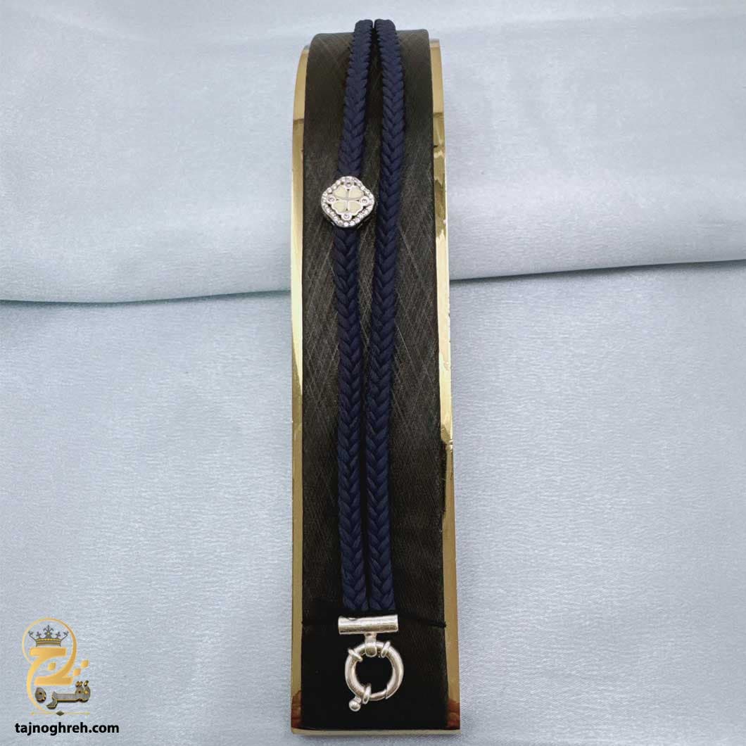 دستبند نقره زنانه پلاک دار چرمی مدل DSW D97 — تصویر ۸