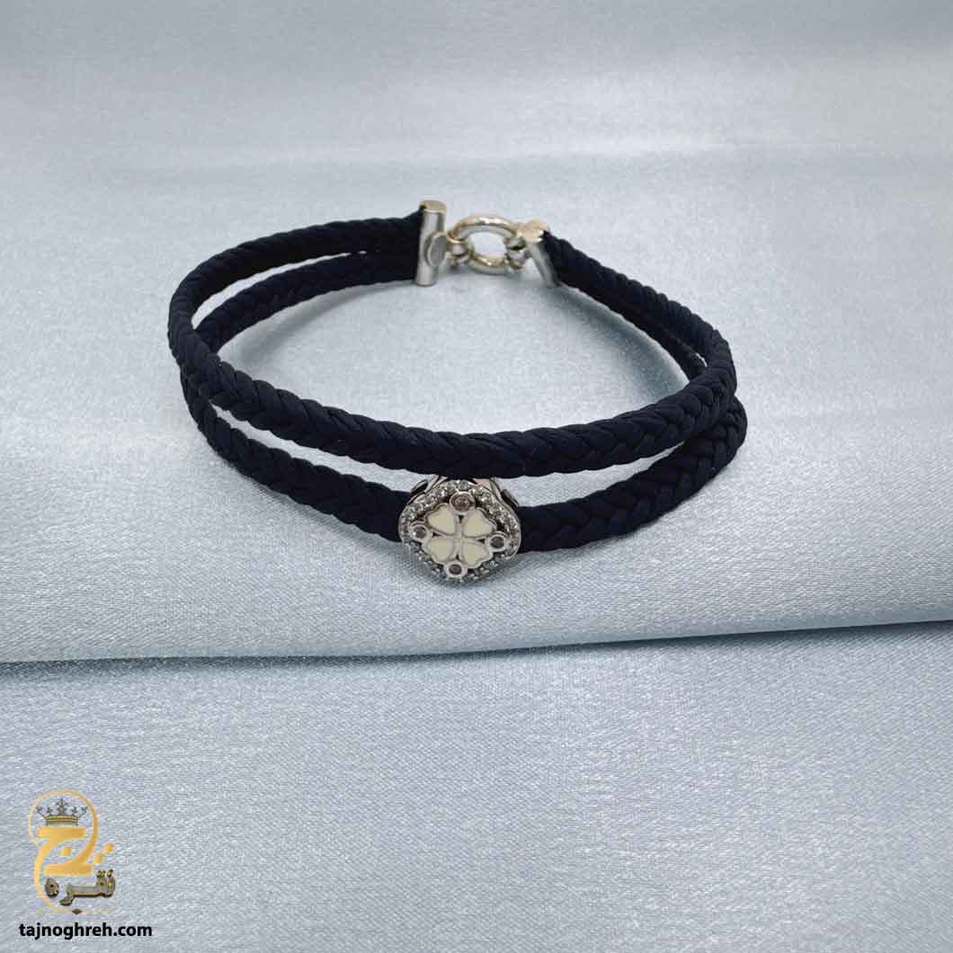 دستبند نقره زنانه پلاک دار چرمی مدل DSW D97 — تصویر ۲