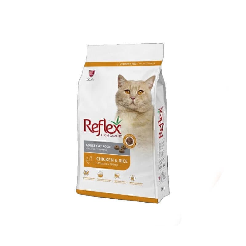 غذای خشک گربه بالغ با طعم مرغ و برنج رفلکس Reflex Adult With Chicken & Rice وزن 15 کیلوگرم — تصویر ۲