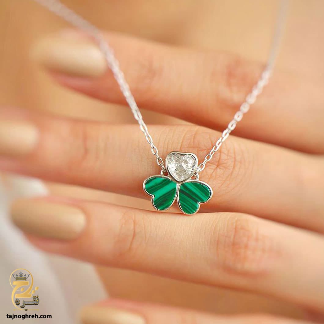گردنبند نقره دخترانه طرح شبدر قلب مدل ZSW Z111 — تصویر ۶