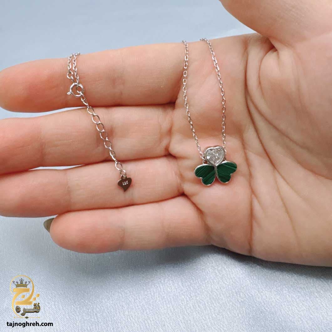 گردنبند نقره دخترانه طرح شبدر قلب مدل ZSW Z111 — تصویر ۴