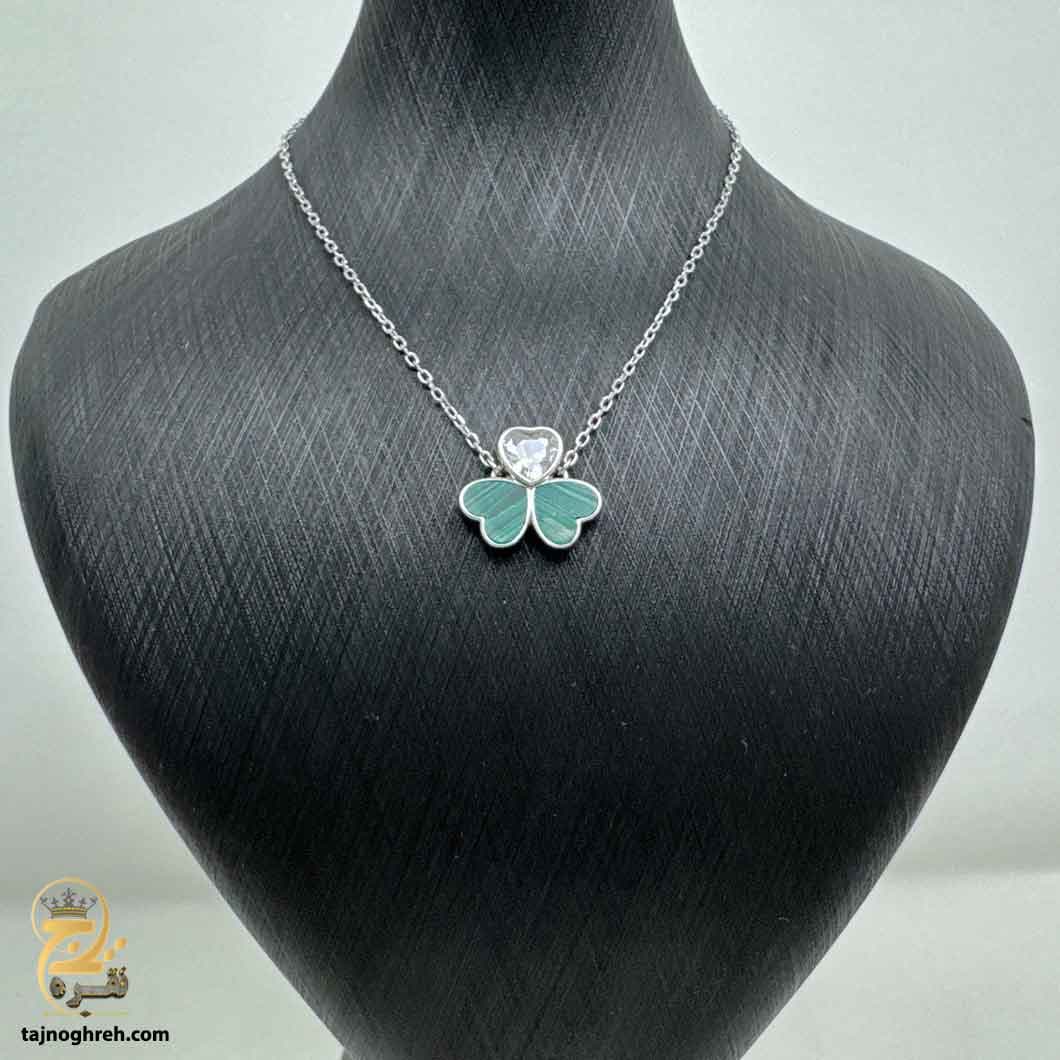 گردنبند نقره دخترانه طرح شبدر قلب مدل ZSW Z111 — تصویر ۵