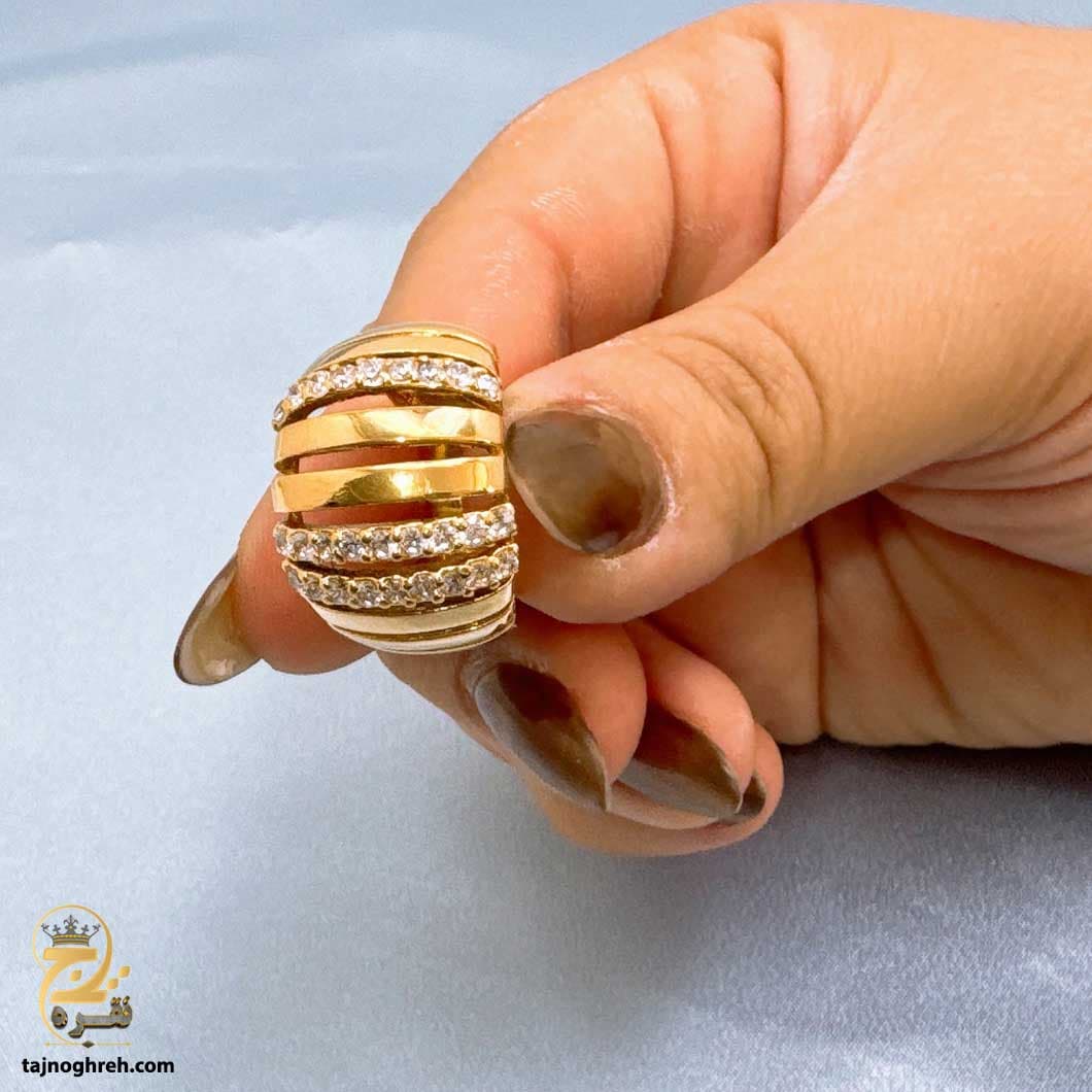 انگشتر نقره زنانه مجلسی قالب طلا مدل RSW F65 — تصویر ۳