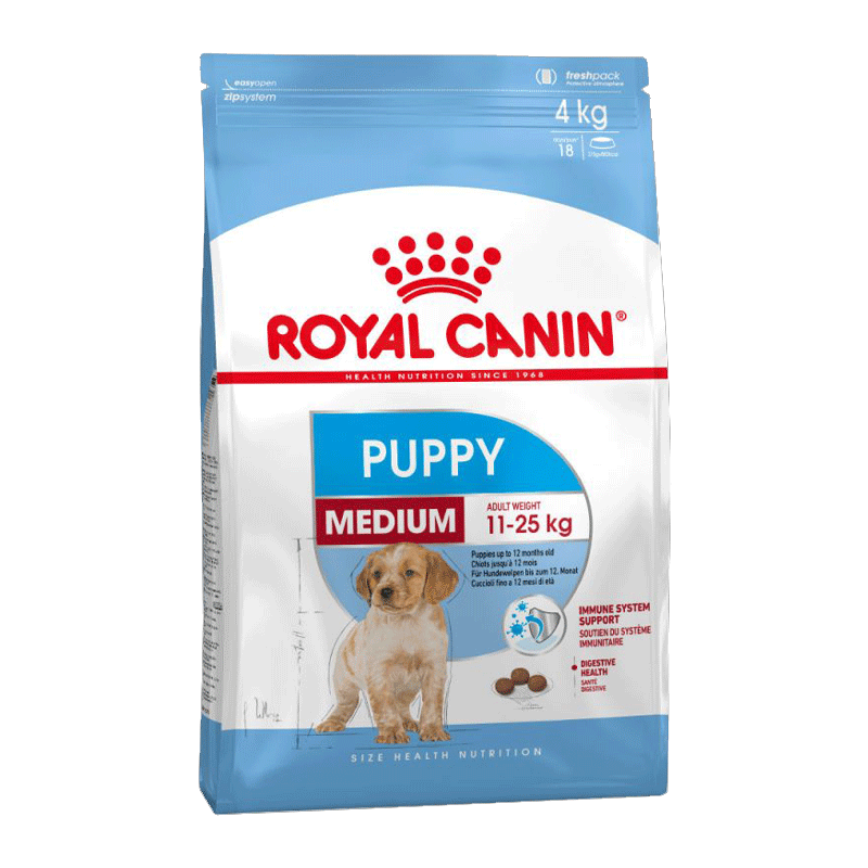 غذای خشک توله سگ نژاد متوسط رویال کنین Royal Canin Medium Puppy وزن 4 کیلوگرم