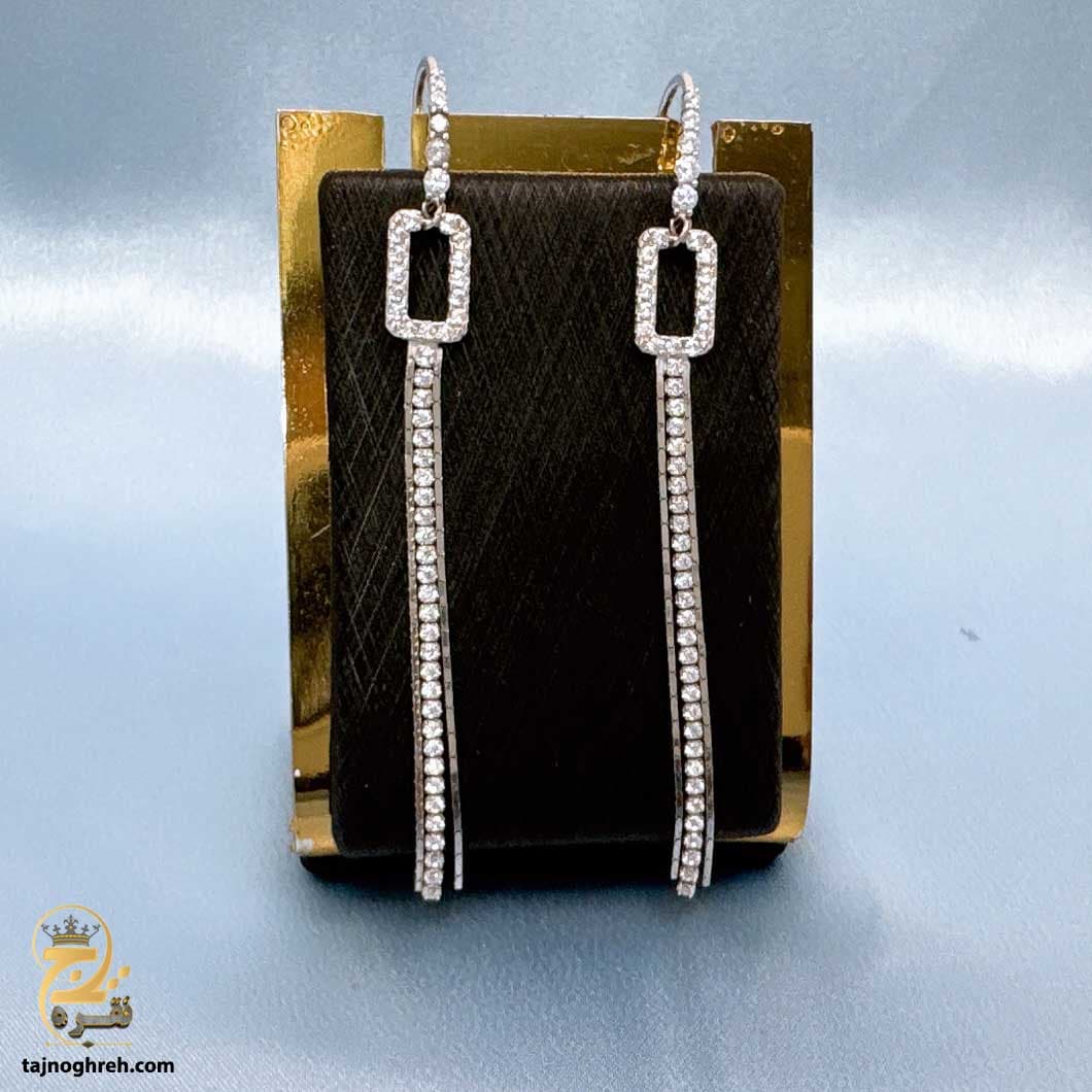 گوشواره نقره زنانه آویز تنیسی مدل ESW E117 — تصویر ۴