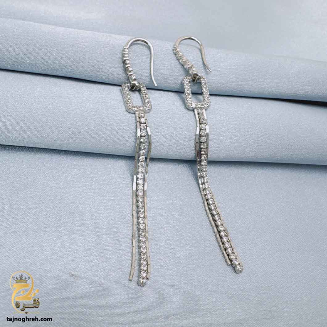 گوشواره نقره زنانه آویز تنیسی مدل ESW E117