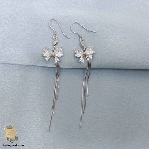 گوشواره نقره مجلسی طرح ریشی مدل ESW E108 — تصویر ۵