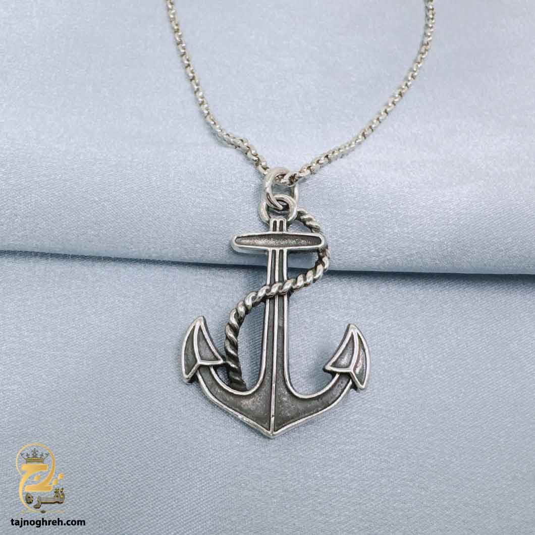 گردنبند نقره مردانه طرح لنگر مدل NSM N78