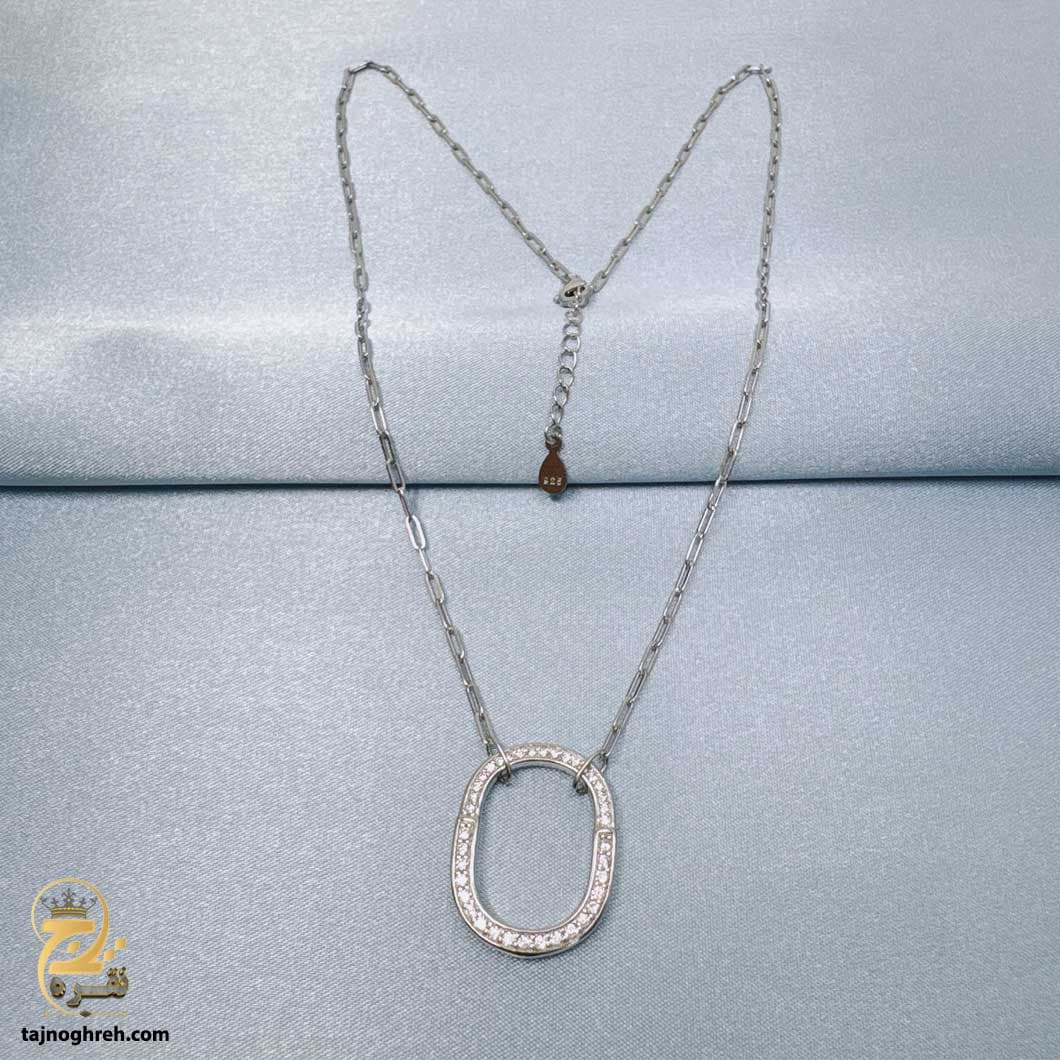 گردنبند نقره زنانه طرح بیضی مدل ZSW Z92 — تصویر ۴