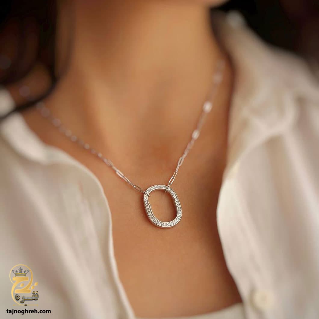 گردنبند نقره زنانه طرح بیضی مدل ZSW Z92 — تصویر ۳