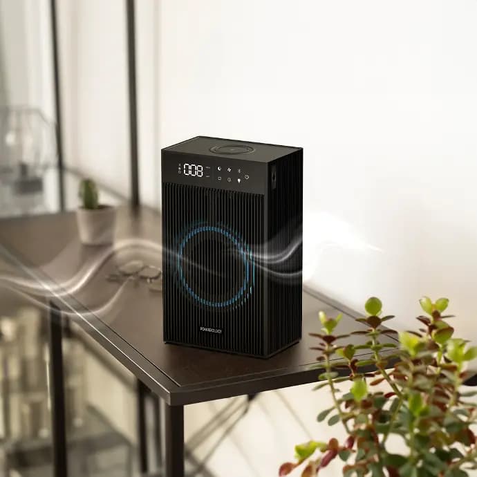 دستگاه تصفیه هوا و اسپیکر و شارژر وایرلس پاورولوژی مدل POWEROLOGY SMART AIR PURIFIER PAPFR BK — تصویر ۳