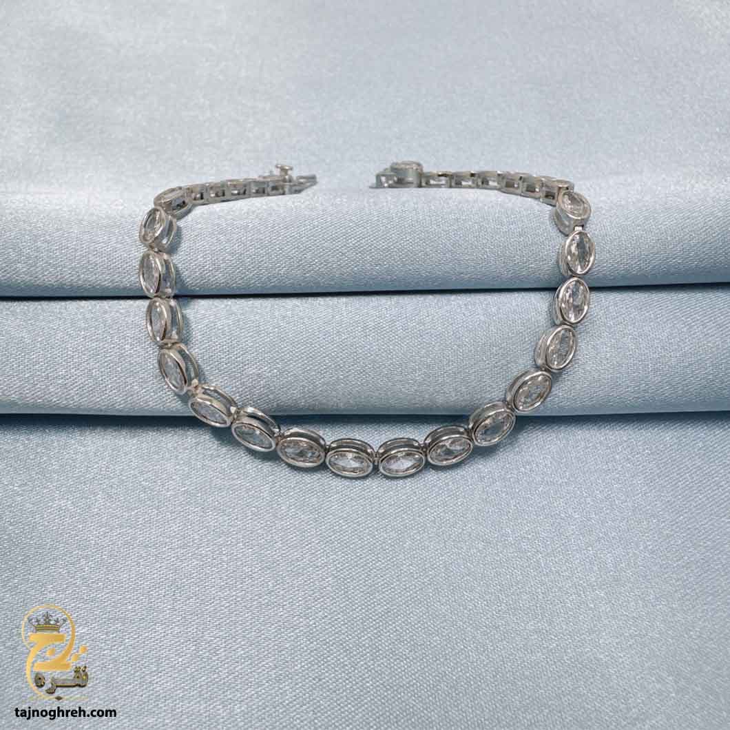 دستبند تنیسی نقره زنانه نگین دار مدل DSW D88