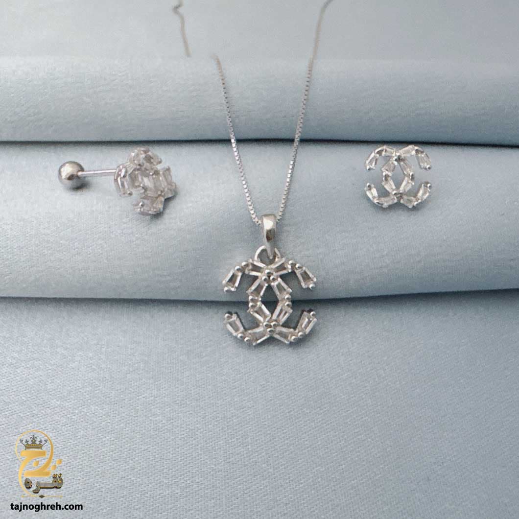 نیم ست نقره زنانه طرح شنل مدل NSW N24