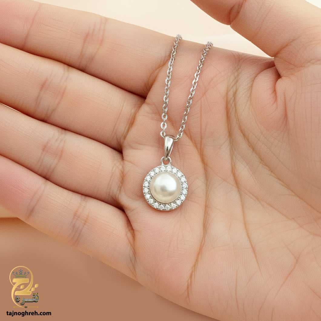 گردنبند نقره زنانه با سنگ مروارید مدل ZSW Z81 — تصویر ۷