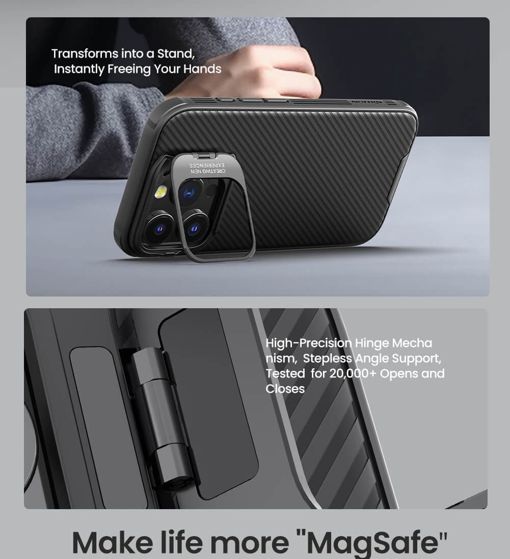 قاب نیلکین camshield prop درپوش باز مگنتیک گوشی آیفون 16pro max — تصویر ۸