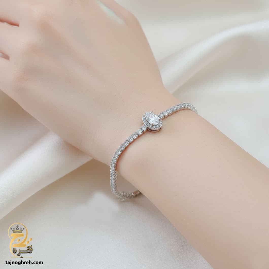 دستبند نقره زنانه تنیسی نگین دار مدل DSW D74 — تصویر ۳