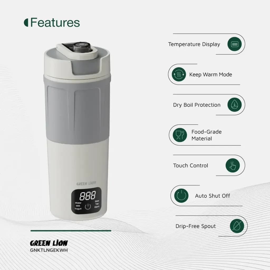 کتری حرارتی و ماگ حرارتی گرین لاین مدل Kettle & Go — تصویر ۳