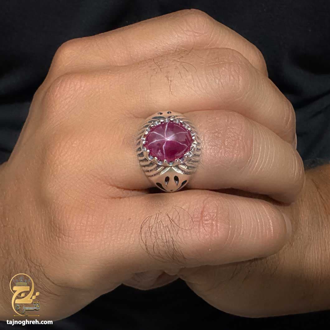 انگشتر نقره یاقوت استار مردانه مدل RSM K132 — تصویر ۵