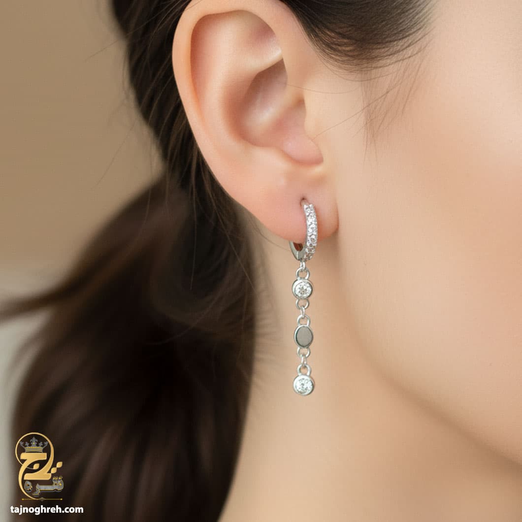 گوشواره نقره زنانه آویز مدل ESW E96