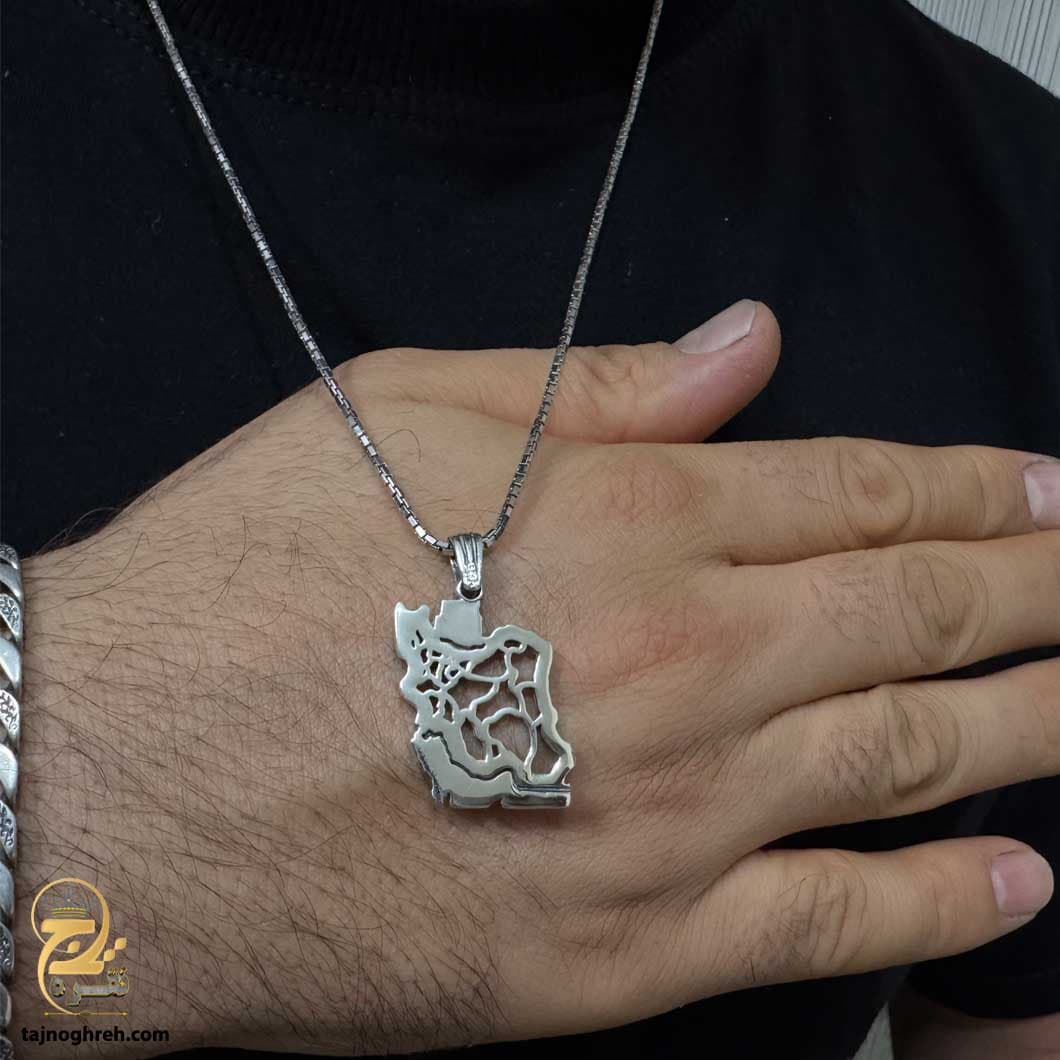 گردنبند نقره مردانه نقشه ایران مدل NSM N61 — تصویر ۴
