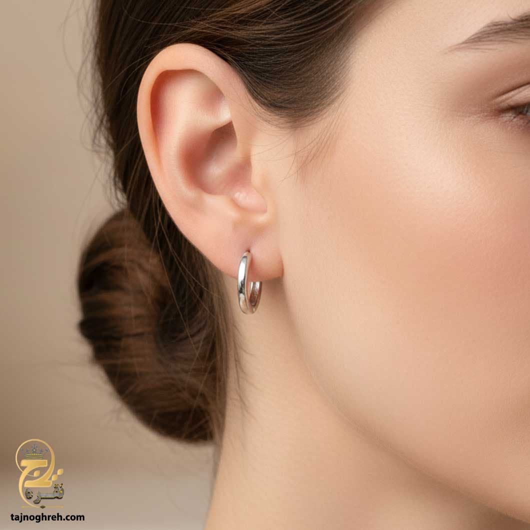 گوشواره نقره ساده حلقه ای مدل ESW E91