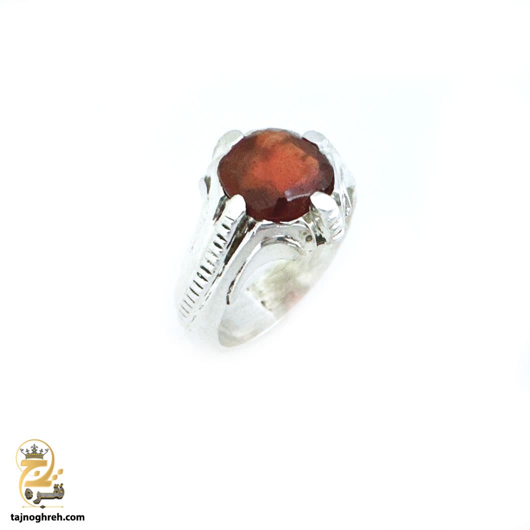 انگشتر نقره یاقوت گارنت مردانه مدل RSM K131
