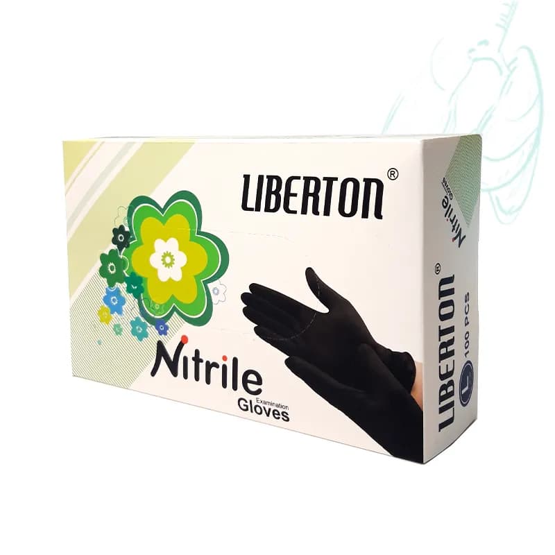 دستکش نیتریل مشکی سایز لارج L (بسته 100 عددی) مارک لیبرتون