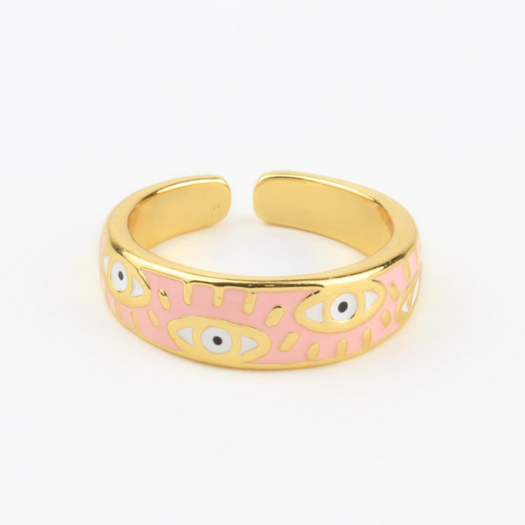 انگشتر زنانه مینا کاری شده فری سایز جنس برنج — تصویر ۲