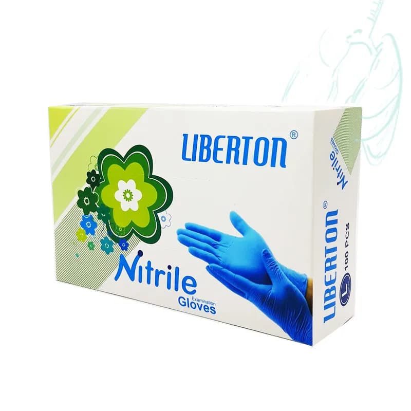 دستکش نیتریل آبی سایز لارج L (بسته 100 عددی) مارک لیبرتون