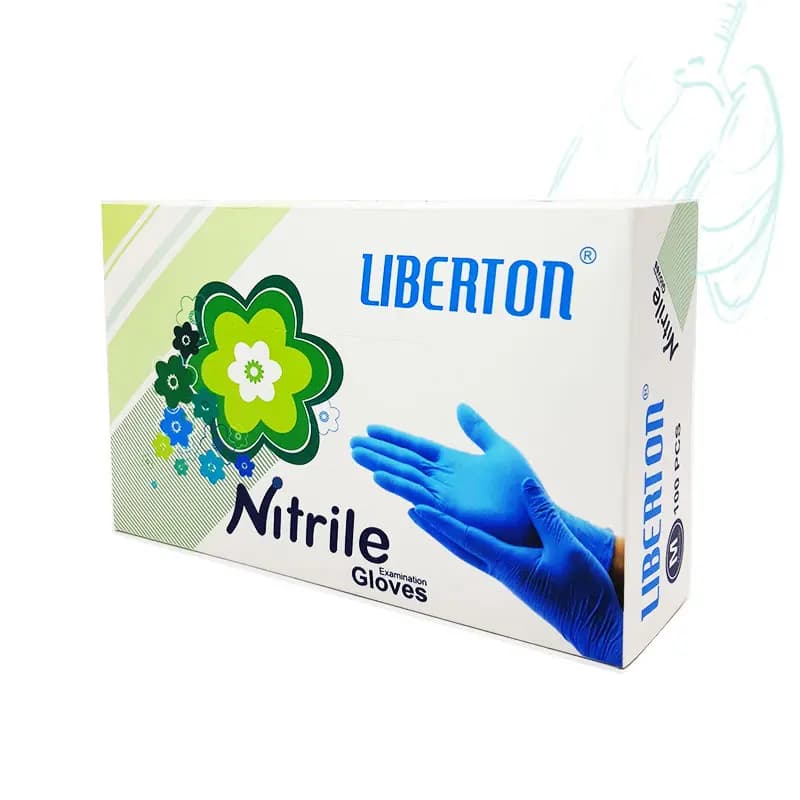 دستکش نیتریل آبی سایز مدیوم M (بسته 100 عددی) مارک لیبرتون