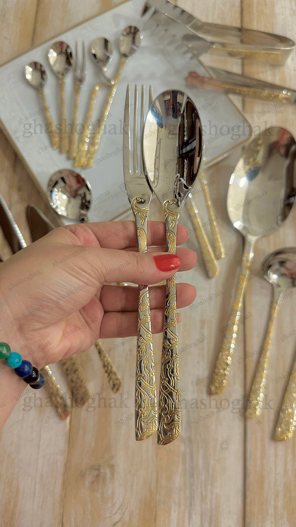 سرویس قاشق چنگال ۱۵۵ پارچه ۳۰ نفره برند ویکتوریا-7200G — تصویر ۹