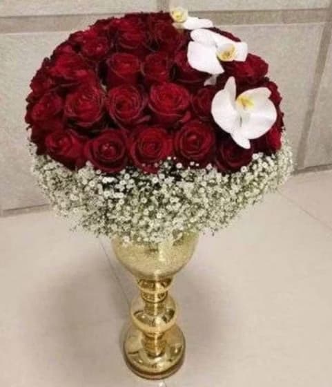 جام گل لاکچری رز قرمز و ارکیده سفید برای خواستگاری کد 399