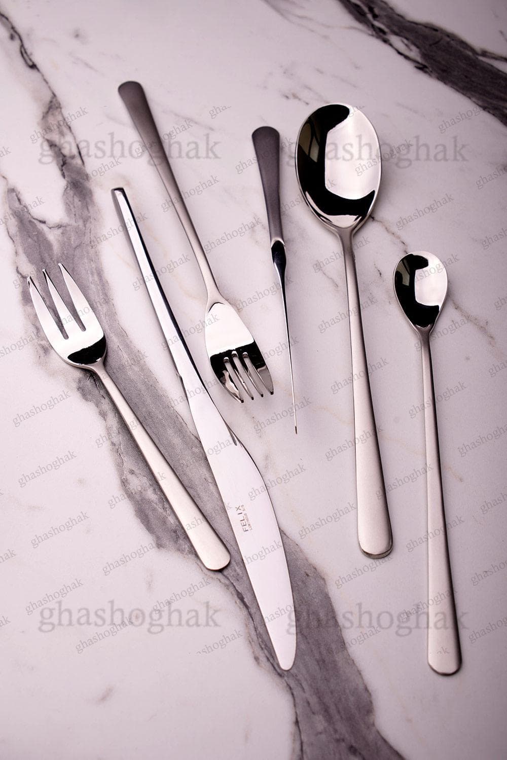 سرویس قاشق چنگال ۱۵۷ پارچه ۳۰ نفره برند فیلیکس-0163S سیلور مات — تصویر ۳