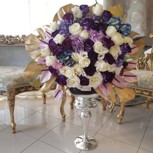 جام گل رز قرمز و ارکیده سفید شمیم برای خواستگاری 384 — تصویر ۲