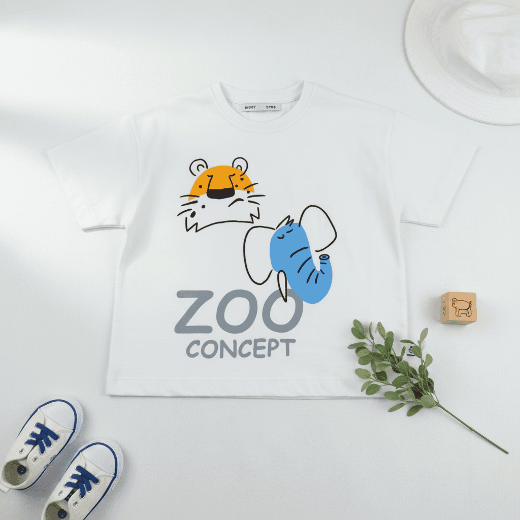 تیشرت سفید طرح zoo کد 1569