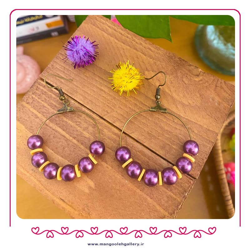 گوشواره حلقه ای بنفش